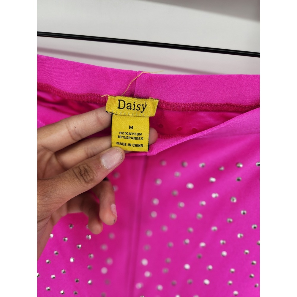 Daisy Women Hot Pink Rhinestone Cropped Zip Jacket and Leggings Set Medium - Picture 4 of 14
